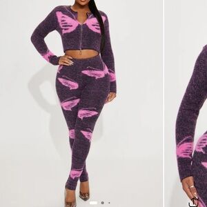 Fashion Nova Purple and Pink Knit Set